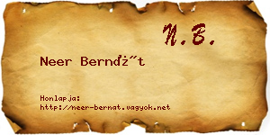 Neer Bernát névjegykártya